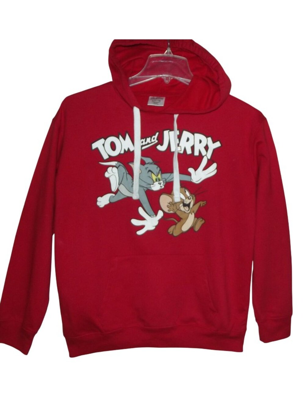 Tom & Jerry Hoodie Sweatshirt Womens Junior Large (11-13) Red cartoon